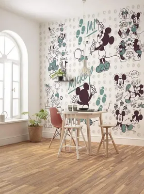Productafbeelding van Komar Vlies fotobehang "Mickey en zijn vrienden" - Afmetingen: 250 x 280 cm (breedte x hoogte), bestaande uit 7 banen