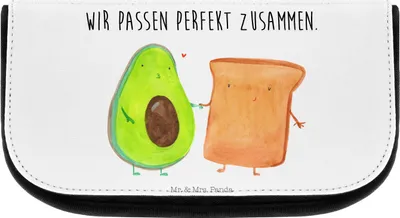 Produktbild von Mr. & Mrs. Panda kosmetiktäschchen Avocado Toast - Weiß - Geschenk, Hochzeit, Organizer, Tasche, aufbewahrungstasche, Pärchen, Hochzeitsgeschenk, Make-up, Kulturbeutel