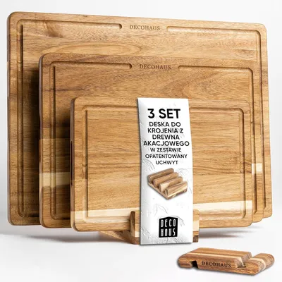 Produktbild von Deco haus Set bestehend aus 3 Akazienholz-Dekorationsobjekten in den Größen 40x30, 33x24 und 26x18