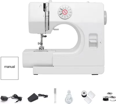 Image de Mini machine à coudre électrique 725 avec 12 points et pédale – compacte et facile à utiliser, avec prise UE