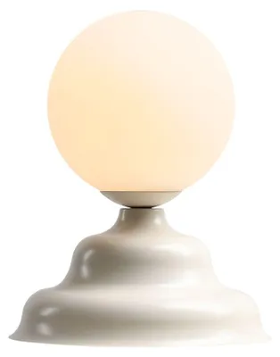 Produktbild von Tischleuchte Glas Metall G9 rund D: 17 cm 21 cm Creme Weiß Kugel Schirm Modern Beistelllampe