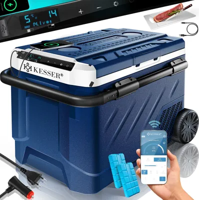 Produktbild von KESSER® Kompressor Kühlbox elektrisch | Camping Gefrierbox mit LED-Touch| Mit APP-Steuerung & Kühlakkus USB-Anschluss 12/24 V 230V | Kühlschrank Kühlung bis -20 °C für Auto Lkw
