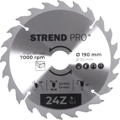 Produktbild von Scheibe Strend Pro TCT 190x2.4x30/20 mm 24T, für Holz, Sägeblatt, SK-Zähne