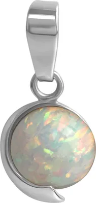Produktbild von V Anhänger 925/- Sterling Silber rhodiniert imit. Opal weiß