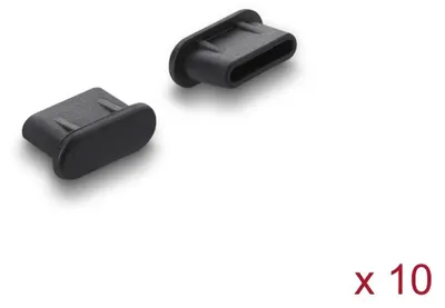 Productafbeelding van DELOCK Stofbescherming voor USB-C-aansluiting, 10 stuks, siliconen, zwart
