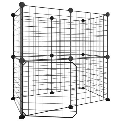 Obrázek produktu pro 12panelová ohrádka pro zvířata s dvířky černá 35 x 35 cm ocel