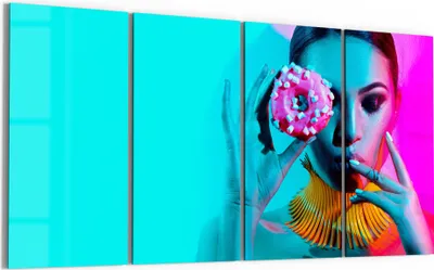 Produktbild von DEQORI Glasbild Echtglas 4x30x60 cm 'Trendiges Frauenporträt' Wandbilder XXL groß