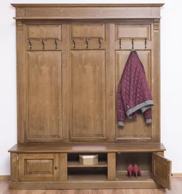 Produktbild von Casa Padrino Landhausstil Garderobe Braun 180 x 41 x H. 210 cm - Massivholz Garderobenschrank - Landhausstil Garderoben Möbel