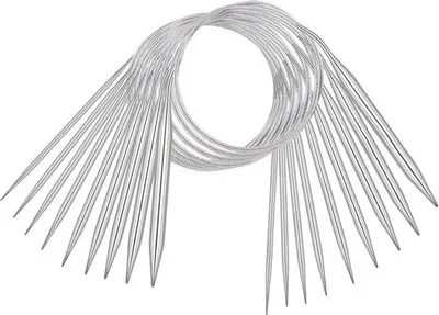 Produktbild von Famanu Rundstricknadeln Set 9 Stück - Edelstahl, 80 cm, 2,5-10 mm