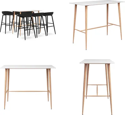 Produktbild von vidaXL 7 tlg. Bar Set Weiß und Schwarz - Bar-Set - Bar-Sets - Bartisch Mit Barhocker - Bartische Mit Barhocker