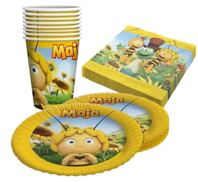 Produktbild von Biene Maja 36-teiliges Party Set Tischdeko für Kindergeburtstag oder Motto-Party