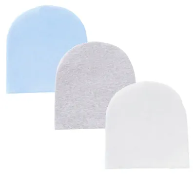 Imagen del producto de Conjunto de 3 gorros para bebé, de algodón, unisex, para recién nacidos hasta 12 meses