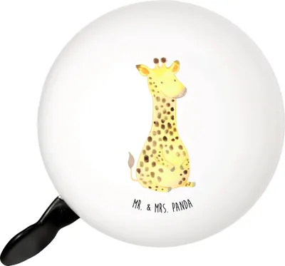 Produktbild von Mr. & Mrs. Panda Fahrradklingel Giraffe Zufrieden - Weiß - Geschenk, Fahrrad-Klingel, Fahrradglocke, klingel fahrrad, Abenteuer, Für, Afrika, Glück