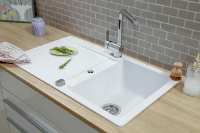 Produktbild von Küchenspüle Einbauspüle Spülbecken Granitspüle 86 x 50 Weiß Respekta Austin