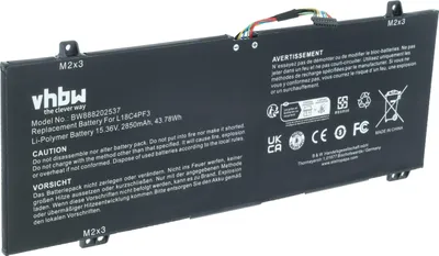 Produktbild von vhbw Akku Ersatz für Lenovo L18M4PF3, 5B10W67217, L18C4PF3, 5B10T09081, 5B10W67194, 5B10T09079 für Notebook (2850 mAh, 15,36 V, Li-Polymer)