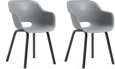 Produktbild von Keter Noa Schalenstuhl 2er-Set, 56,5x55x80 cm, UV-beständig, mit Metallbeinen, modern & vielseitig