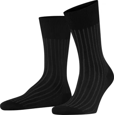 Image de FALKE Chaussettes pour hommes - Shadow, bas, coton, logo, long, uni noir/gris 41-42