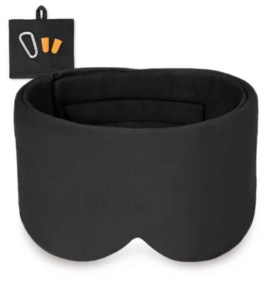 Image de Masque de sommeil en coton modal, masque pour les yeux haut de gamme, grand masque de sommeil, masque de nuit avec fermeture velcro réglable pour femmes et hommes, ultra-doux et confortable pour un sommeil réparateur et les voyages, noir