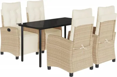 Produktbild von vidaXL 5-tlg. Garten-Essgruppe mit Kissen Beige Poly Rattan