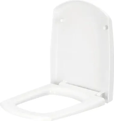 A white toilet seat and lid, shown in an open position.