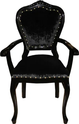 Produktbild von Casa Padrino Barock Luxus Stuhl mit Armlehnen Schwarz / Schwarz