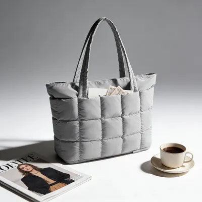 Produktbild von STILVORA Handtaschen, Erweiterbare Handtasche Damen, Große Kapazität Tote Bag, ideal für Alltag, Reisen oder Mama Alltag, vielseitig, geräumig & praktisch, modisch & robust, Grau