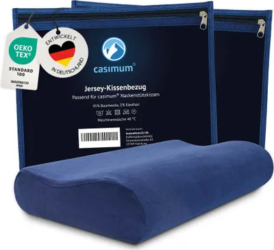 Produktbild von 2er Set Kissenbezüge für Orthopädisches Nackenkissen GRAU, 30 x 60 cm, weich & hautfreundlich, verdeckter Reißverschluss, CASIMUM