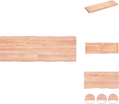 Dessus De Table En Chêne Massif Non Traité - 220x50x(2-6) Cm - Bord Vivant - Remplacement Table Basse Ou Bureau