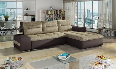 Produktbild von NABBI Ecksofa mit Zersetzung u Lagerraum Otelo P - cappuccino / dunkelbraun