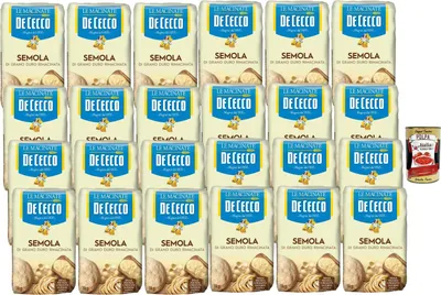 Produktbild von De Cecco Semola di Grano Duro Rimacinata 24 x 1kg | Italienischer Hartweizengrieß für Pasta, Brot & Pizza, lange Teigführung + Italian Gourmet polpa