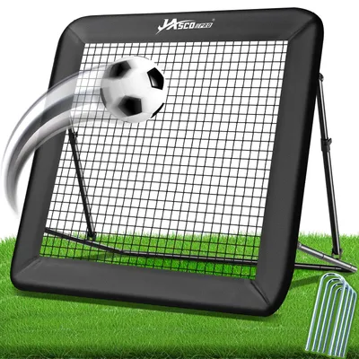 Imagen del producto de Red de rebote para fútbol ajustable, de 125x125 cm, con estructura de acero, ideal para entrenamientos de precisión