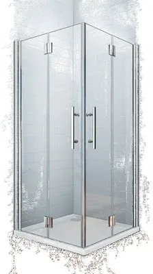 Produktbild von 197cm+180° Falttür&Drehtür NANO+ESG Glas Eckeinstieg Duschabtrennung Duschtür