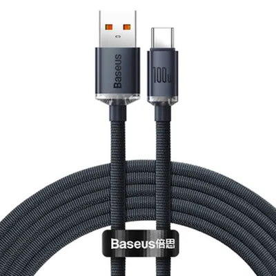 Obrázek produktu pro USB na USB-C nabíjecí kabel Baseus Crystal Shine, 100 W - černý, 2 m