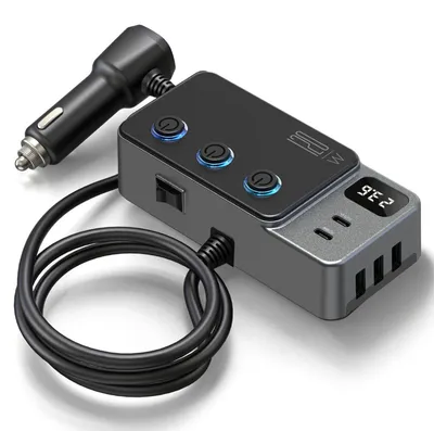 Produktbild von MODFU KFZ-Adapter, Auto Steckdosen-Verteiler, Zigarettenanzünder Mehrfachstecker, USB-A/USB-C, Schutzfunktion