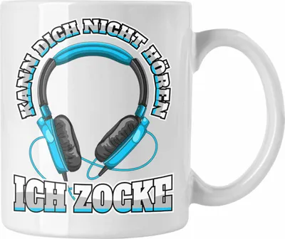 Produktbild von Trendation - Gamer Tasse Geschenk Jungen Zocker Mitbringsel Männer Tassen Zocken Gaming Geschenkideen PC Kinder Zubehör Spruch Lustig (Weiß)