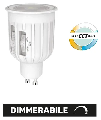 Obrázek produktu pro LED reflektor Alcapower GU10, 230 V, stmívatelný, 5CCT, 6/8/10 W, světelný tok až 1200 lm, energetická třída D, 50 × 76,5 mm.