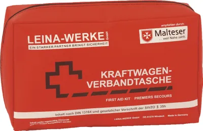 Produktbild von LEINA KFZ Verbandtasche Compact Inhalt DIN 13164 rot 100 % Nylon