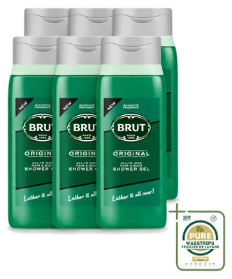 Immagine prodotto di 6 flaconi di gel doccia "Brut All in One" per capelli e corpo, profumo Original, da 500 ml ciascuno - confezione risparmio - 6 pezzi