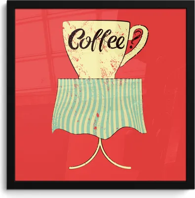 Produktbild von MuchoWow® MuchoWow® Gerahmtes Poster Kaffee? - Vintage - Kaffeebecher - Sprüche - Zitate 40x40 cm - Poster mit zchwarzem Bilderrahmen - Mit Rahmen - Wanddekoration Schlafzimmer