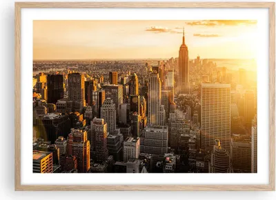 Produktbild von Gerahmtes Poster - Rahmen in heller Eiche - New York Wolkenkratzer Manhattan - 70x50 cm - Wand Bild - Wanddeko - Wandbilder - Wandposter - Bilderrahmen - Bilder - Kunstdruck - P2NAA70x50-2672