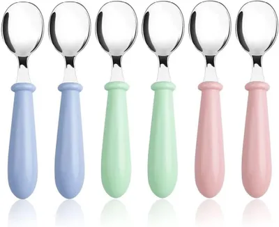 Produktbild von Baby Besteckset 6-teilig, Lernbesteck, BPA-frei, 304 Edelstahl, sicher selbst essen
