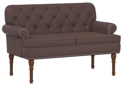 Immagine prodotto di vidaXL Divano a due posti con cuciture a bottone, color marrone, 120 x 65 x 77 cm, rivestito in ecopelle