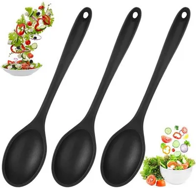 Imagen del producto de Conjunto de 3 cucharones de silicona Ibenzoa®, color – sin BPA, resistente al calor y al horno, con un mango de 27 cm, antiadherente y apto para lavavajillas