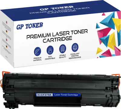 A toner cartridge and its packaging are shown against a white background.