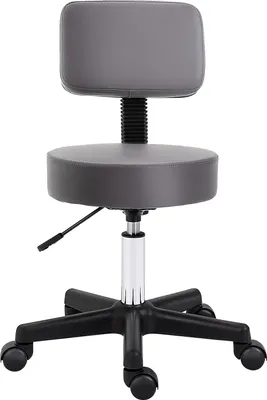 Produktbild von Salonhocker,höhenverstellbar,ergonomisch,360°drehbar,5Rollen,synthetischerBezug,Grau