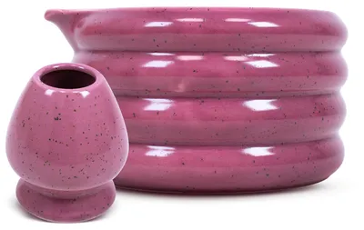 Produktbild von Cebador - Matcha Set Beri 2-Teilig - Violett Keramik Matchawan Schale 500ml - Kusenaoshi Halter - Traditionelle Teezeremonie