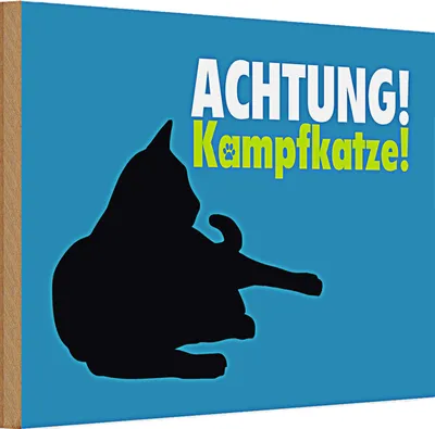 Produktbild von Holzschild Spruch 30x20cm Achtung Kampfkatze Katze
