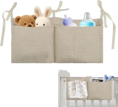 Produktbild von Famanu Babybett-Organizer mit doppelten Taschen - Kaki