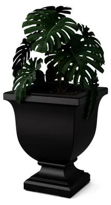 Produktbild von Inc. Augusta 5893-B Blumentopf, Pflanzkübel, Übertopf, 50,8 cm hoch, 38,1 cm L x 38,1 cm B x 50,8 cm H, mit integriertem Wasserspeicher, Schwarz