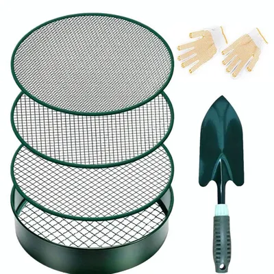 Produktbild von Gartensieb Set 4-teilig - Erdsieb - Kompostsieb - Sandsieb - Metallsieb 30 cm - 4 Siebeinsätze 3/6/9/12 mm - für Erde, Sand und Kompost
